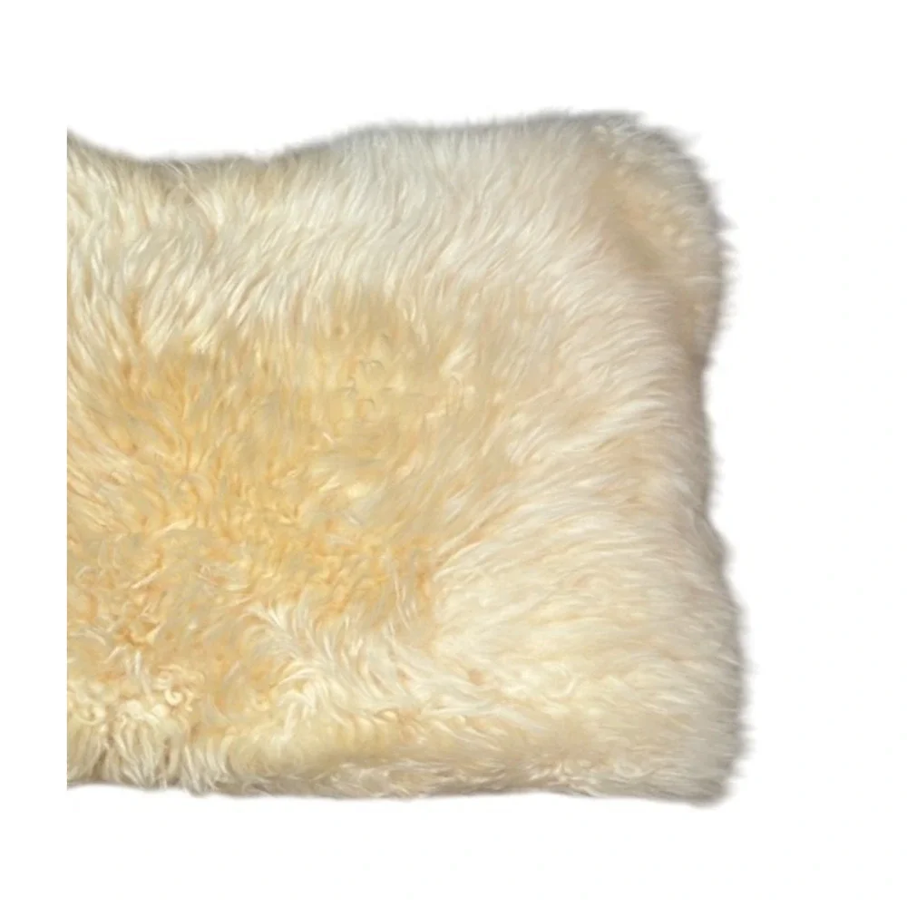 Lovesac Throw Accent Pillow Cream Rare 100% Sheepskin Soft Rectangular 19x12